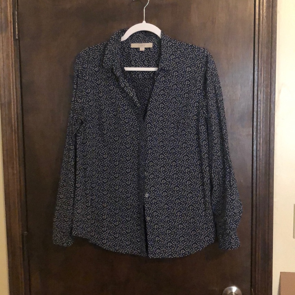 LOFT blue floral button down - Size M